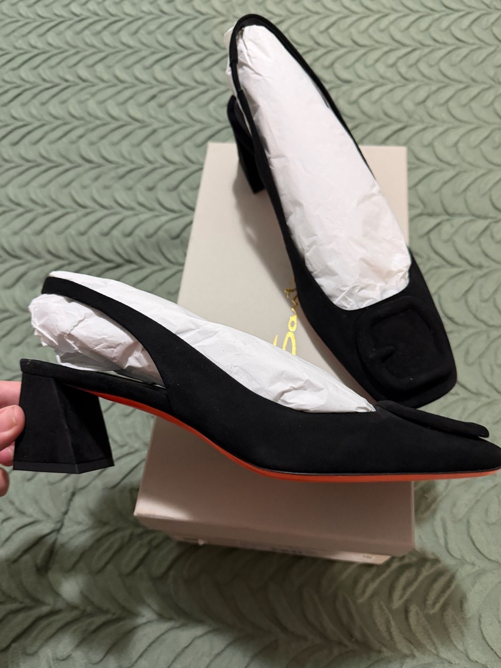 Santoni Women's black Slingback Heels